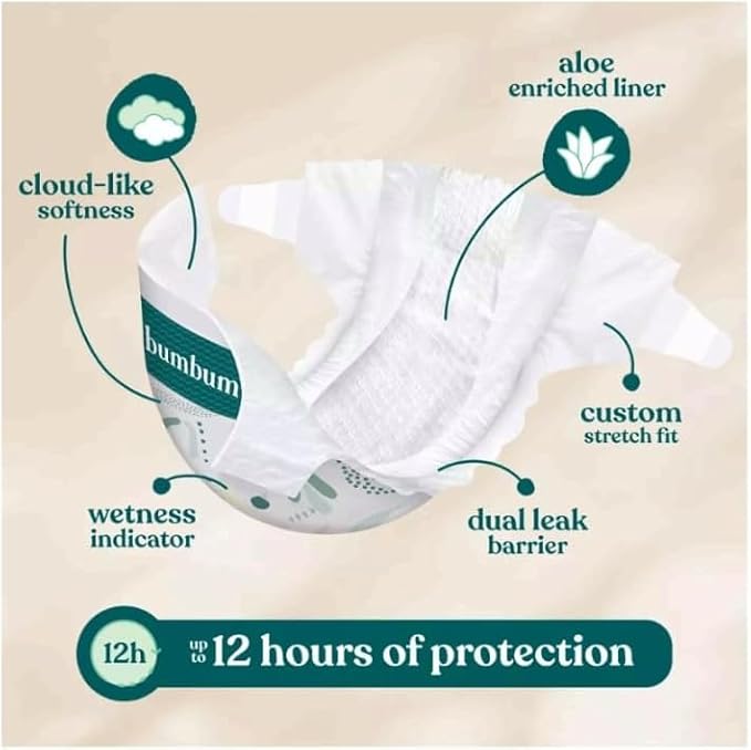 Bum-Bum Luxury Fragrance-Free Disposable Diapers Count-54 (Size-4)