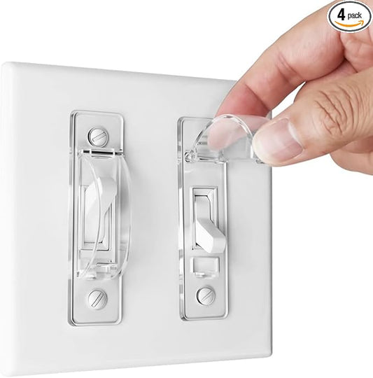 Wall Switch Guard, ILIVABLE Child Proof Light Switch Plate Covers Protects Your Lights from being Accidentally Turned On or Off by Children and Adults (Clear, 4 Pack)