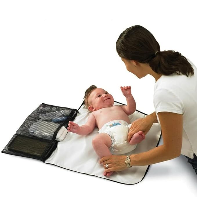 Diono Change 'n Go Baby Diaper Changing Mat, Portable, Lightweight Travel Diaper Station Kit with Waterproof Cushioned Pad, Black (Pack of 2)