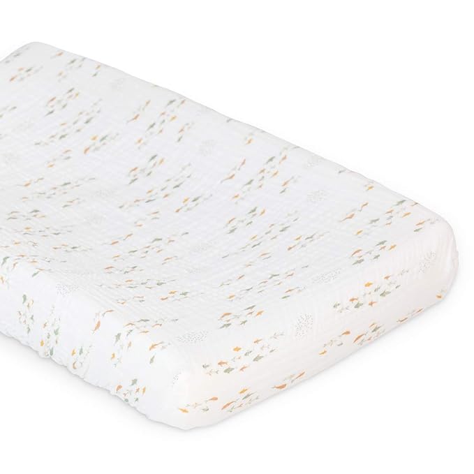 Lulujo Muslin Change Pad Cover - Fitted Changing Pad Cover for Boys and Girls -32"x17", 1 Pack (Fish)