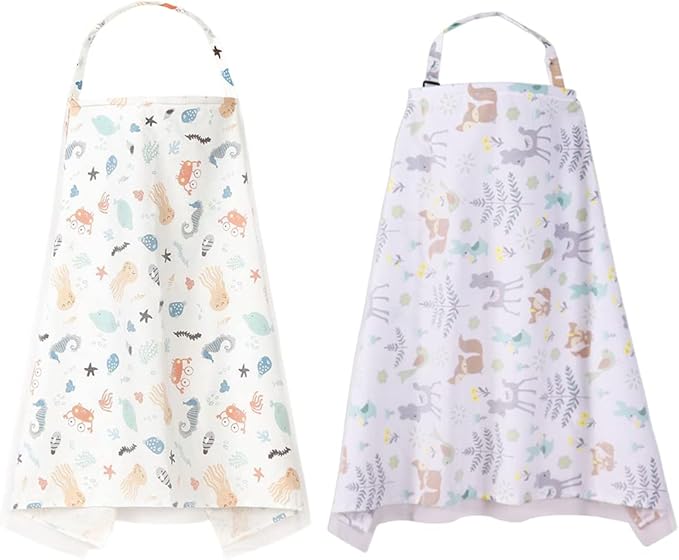 Eforcase 2PCS Nursing Covers for Breastfeeding Cover Breast Feeding Cover Scarf, Soft Breathable Cover Light Car-seat Canopy mom Baby Essentials Nursing Towel