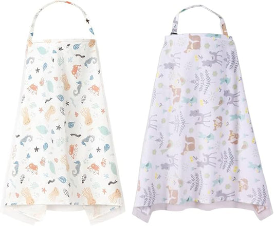 Eforcase 2PCS Nursing Covers for Breastfeeding Cover Breast Feeding Cover Scarf, Soft Breathable Cover Light Car-seat Canopy mom Baby Essentials Nursing Towel