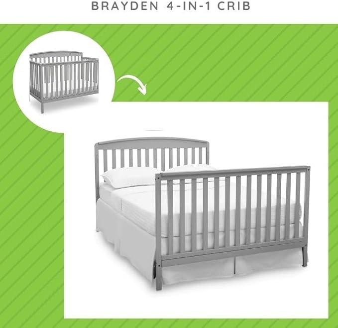 CC KITS Full-Size Conversion Kit Bed Rails Compatible with Brayden Convertible Crib by Delta Children - Solid Wood Rail #0050 - Toddler & Adult Bed Rail for Full-Size - Nursery Furniture (Grey - 026)
