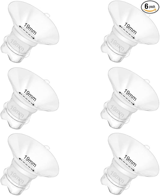 6pcs Updated Silicone Flange Insert 19mm Compatible with Momcozy/Medela/Spectra/Eufy/Lansinoh/TSRETE/Elvie/NCVI/Paruu Breast Pump, for 24mm Flange/Shield, Breastfeeding Essential Replacement Pump Part