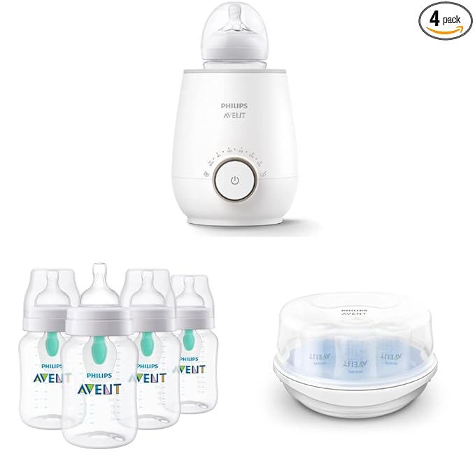 Fast Baby Bottle Warmer (SCF358/00) and Anti-Colic Baby Bottles (SCY703/04) Bundle