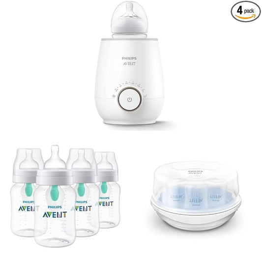 Fast Baby Bottle Warmer (SCF358/00) and Anti-Colic Baby Bottles (SCY703/04) Bundle