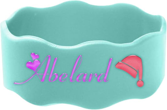 2 Pcs Personalized Water Bottle Name Bands, Elastic Silicone Daycare Labels Washable Sippy Cup Strap Waterproof Bottle Labels Daycare Essentials Gifts