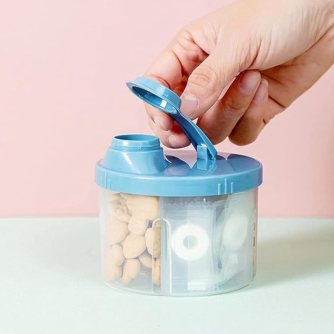Baby Formula Dispenser - Portable Milk Powder Box, 200ML Large-capacity Milk Powder Storage Box Powder Dispenser Food Storage 4 compartment Container (Pink)