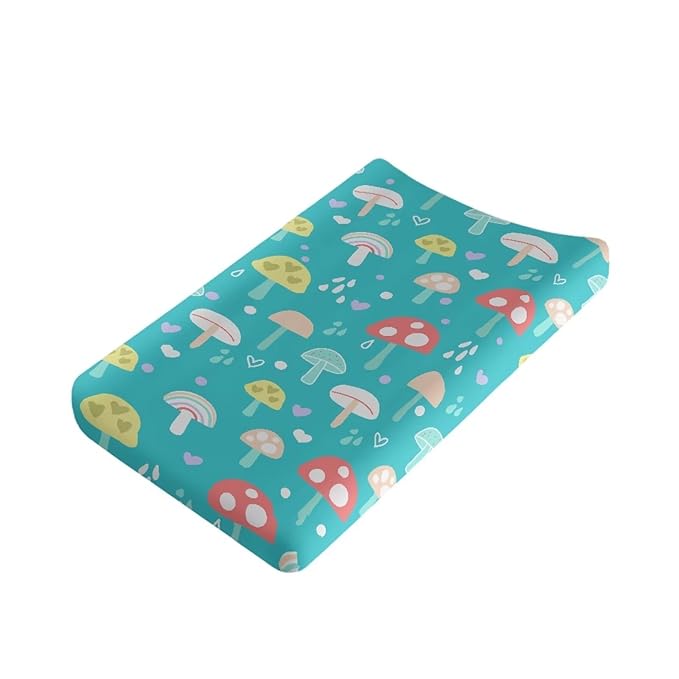 Baby Stretchy Changing Pad Cover, Breathable Changing Pad Cover for Infants and Toddles, Mushroom Print 16 * 32 Inches