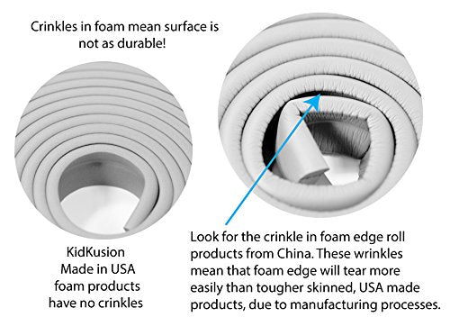 Kidkusion Table Cushion | Made in USA | 20 Feet + 8 Corners | Taupe | Baby Proof Furniture Edge and Corner Guards