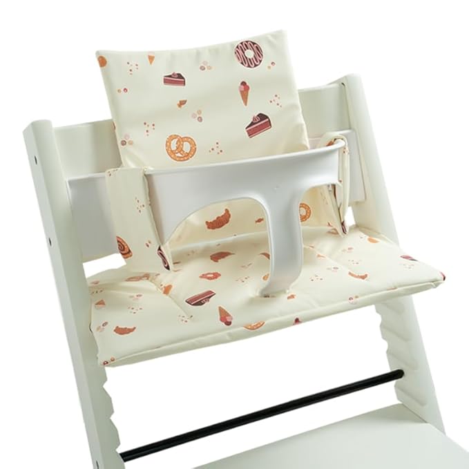Baby Cushion Set Soft and Comfort High Chair Cushion for Infant, Toddler High Chair Accessories Easy to Clean and Install, Dessert White