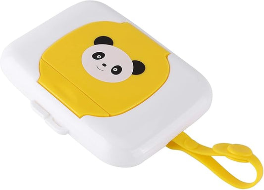 Baby Wipes Dispenser Box with Yellow Panda Design, Tissue Storage Container for Fresh Wet Wipes