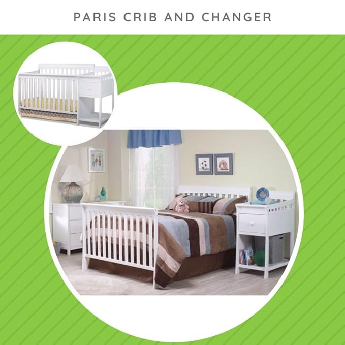 CC KITS Full-Size Conversion Kit Bed Rails for Sorelle Crib & Changer Combos - Solid Wood Rail - Toddler & Adult Rail for Full-Size Beds - Nursery & Baby Furniture (White - Paris Crib & Changer)