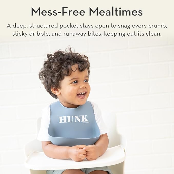 Baby Bib for Eating by Bella Tunno, Waterproof Silicone Bib with Large Food Catcher, Adjustable Fit for Babies 4-12 months & Toddlers 1-3 Years, Boys & Girls, Let The Dogs Out