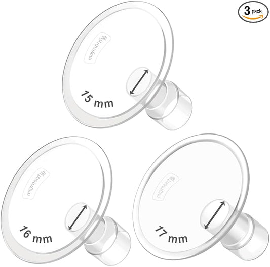 Maymom MyFit Flanges Classic/Conical Shape Goldie Pack 15 16 17 mm Compatible with Medela Breast Pumps and Maymom Wide Base and Narrow Base Connectors