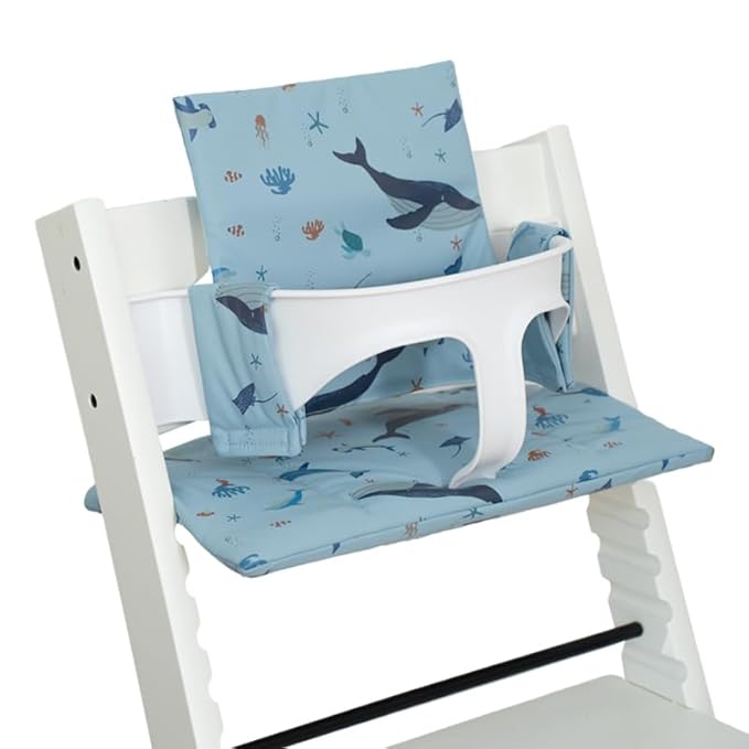Baby Cushion Set Soft Highchair Cushion Compatible with Stokke Tripp Trapp Chair, Comfort High Chair Cushion for Infant, Toddler High Chair Accessories Easy to Clean and Install, Sea Blue