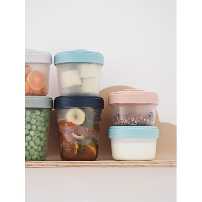 Askshy Béaba, Lot de 6 Portions Conservation Clip, Pots empilables et emboîtables, 100 Pour Cent hermétique, Graduation, Zone marquage, Congélation, Conservation Lait Maternel (6 x 250 ml)