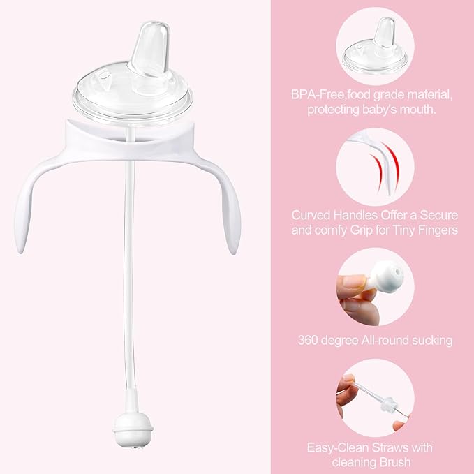 2+2 Straw and Sippy Cup Conversion Kit for Philips Avent Anti-Colic Baby Bottles, Weighted Sippy Cup Transition Kit with Handles for Kids, [Variable Flow] [Spill-Proof] [BPA-Free], 6m+