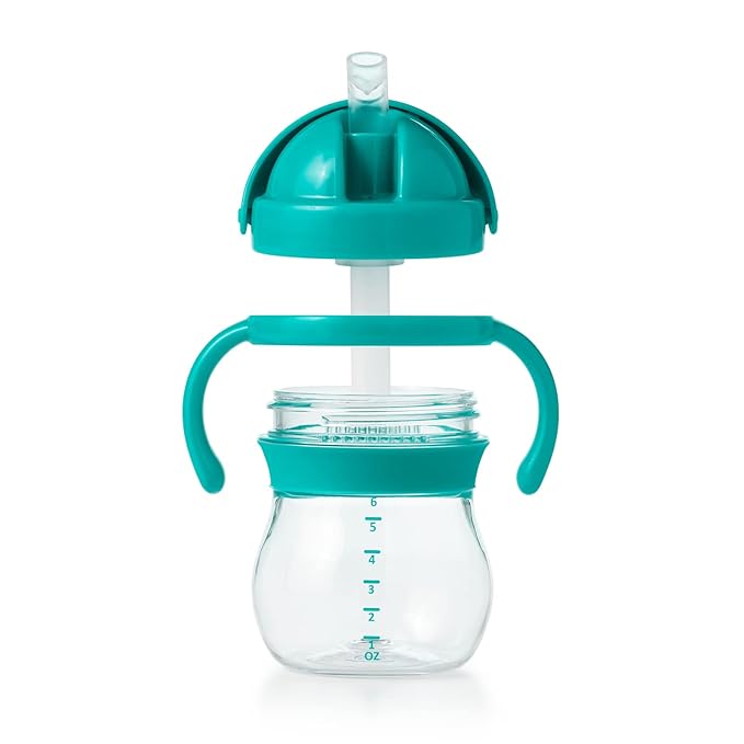 OXO Tot 6 Ounce Transitions Straw Cup with Removable Handles - Teal (Pack of 2)