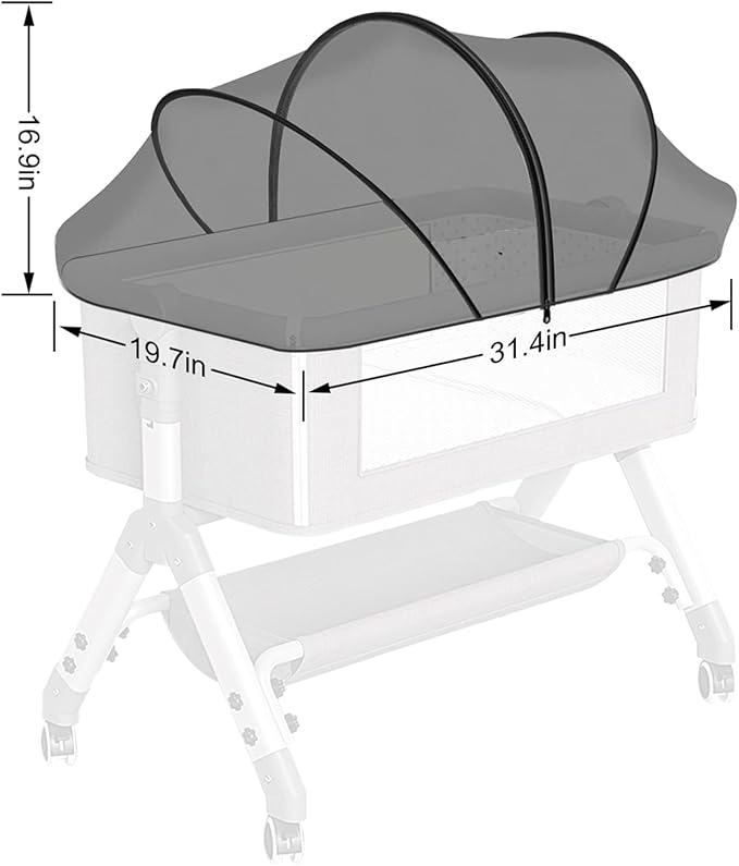 DUOMI Bassinet Cover with Two-Way Zipper,Portable Bassinet Mosquito Net Cover for Cats to Keep Pets Out(Black)