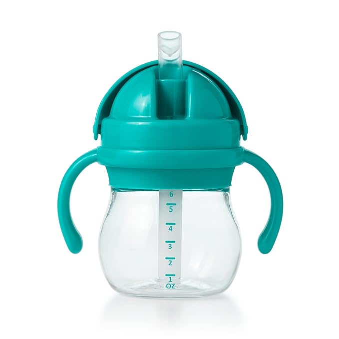 OXO Tot 6 Ounce Transitions Straw Cup with Removable Handles - Teal (Pack of 2)