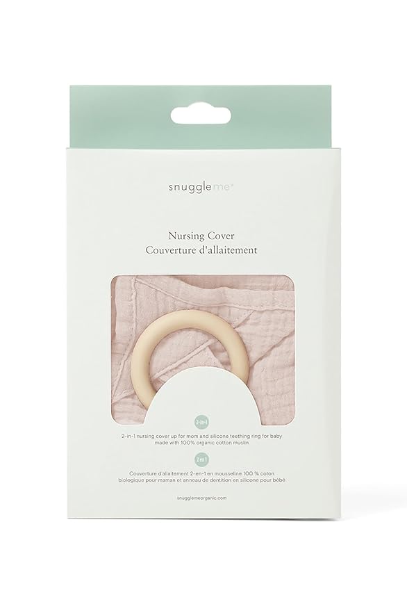 Snuggle Me® Nursing Cover - 100% Organic Cotton Muslin Nursing Cover Up for Baby Breastfeeding with BPA-free Silicone Teether Ring, Ultra-soft, Breathable & Lightweight Adjustable Mother Nursing Apron