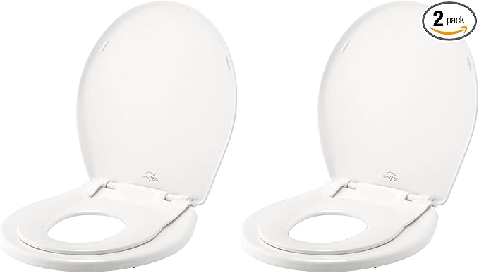 Little2Big Toilet Seat with Built-In Toddler Potty Training Seat, Slow Close, Easy to Install, Made in USA, ROUND, White (Pack of 2)