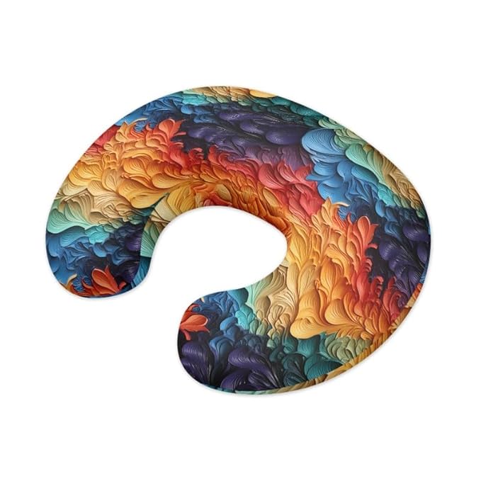 Rainbow Gradient Fluid Slipcover for Breastfeeding Pillows, Abstract Art Graffiti Nursing Essentials for Bottle and Breastfeeding Paint Pigment Splash Stretchy Cover