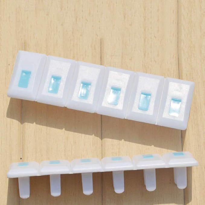 6Pcs 3 Holes Outlet Plug Covers Baby Proofing Electric Protector Caps Kit for Child Safety - Blue + White