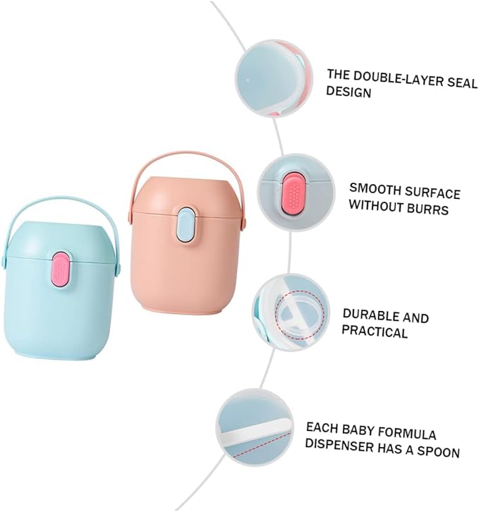 Toyvian Portable Milk Formula Box with Spoon Dispenser Dried Milk Container Food Storage Formula Supplies