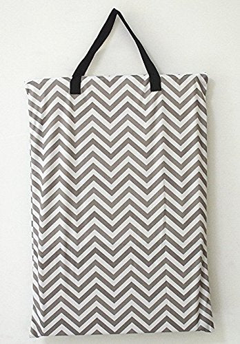 Large Hanging Wet/Dry Cloth Diaper Pail Bag for Reusable Diapers or Laundry (Grey Chevron)