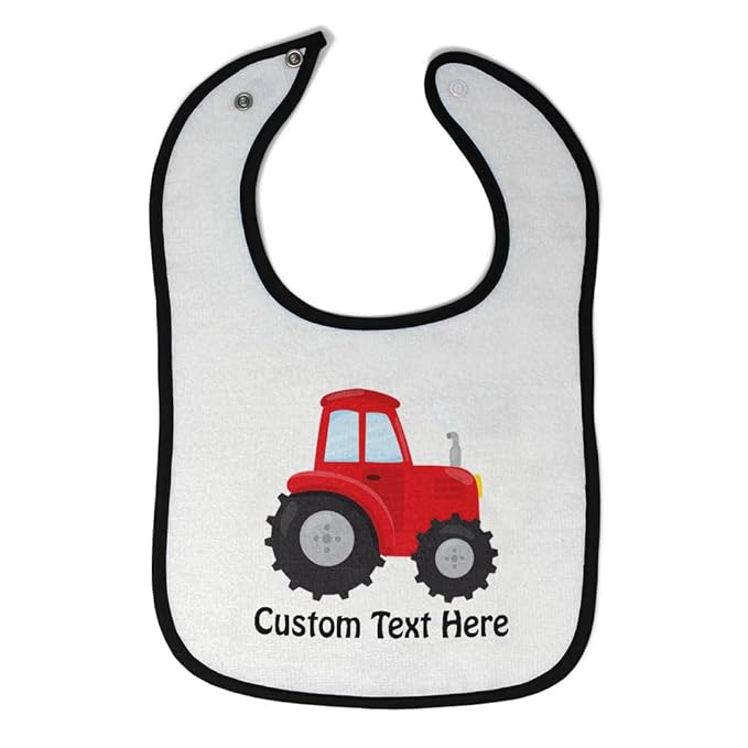 Custom Toddler & Baby Bibs Burp Cloths Others Red Tractor 2 Cotton Baby Items for Baby Girl & Boy White Black Custom Text Here