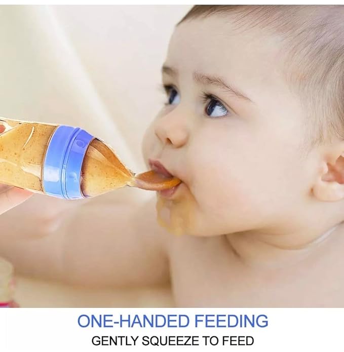 Baby Food Feeder, Silicone Squeeze Spoon Feeder for Infant Food Dispensing and Feeding, 90ml