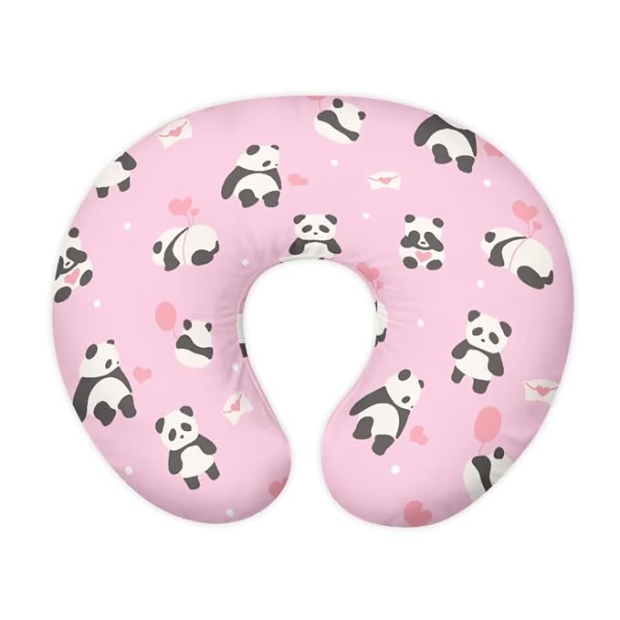 Jeiento Heart Panda Nursing Pillow Covers for Nursing Pillow and Positioner Comfortable Cover,Pink Newborn U-Shaped Breastfeeding Pillowcase Cushion Cover,Gift for Women Mother