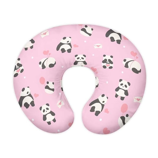 Jeiento Heart Panda Nursing Pillow Covers for Nursing Pillow and Positioner Comfortable Cover,Pink Newborn U-Shaped Breastfeeding Pillowcase Cushion Cover,Gift for Women Mother