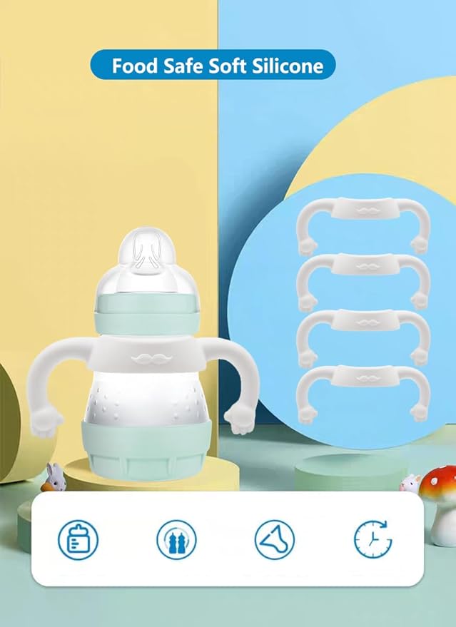 6 Pack Baby Bottle Handles Compatible with Mam Bottle, Bottle Holder for Baby