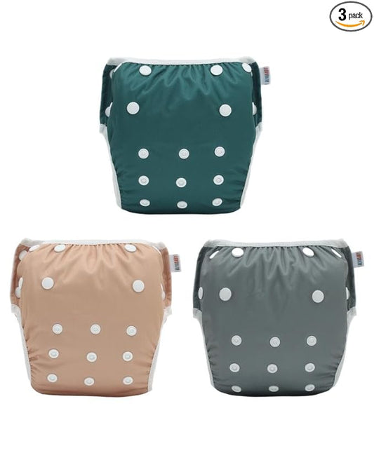 ALVABABY Large Cloth Swim Diaper 3pcs Baby/Toddler/Infant Snap Reusable Adjustable Swimming Diaper Baby Boy and Girl 3ZSWY72A