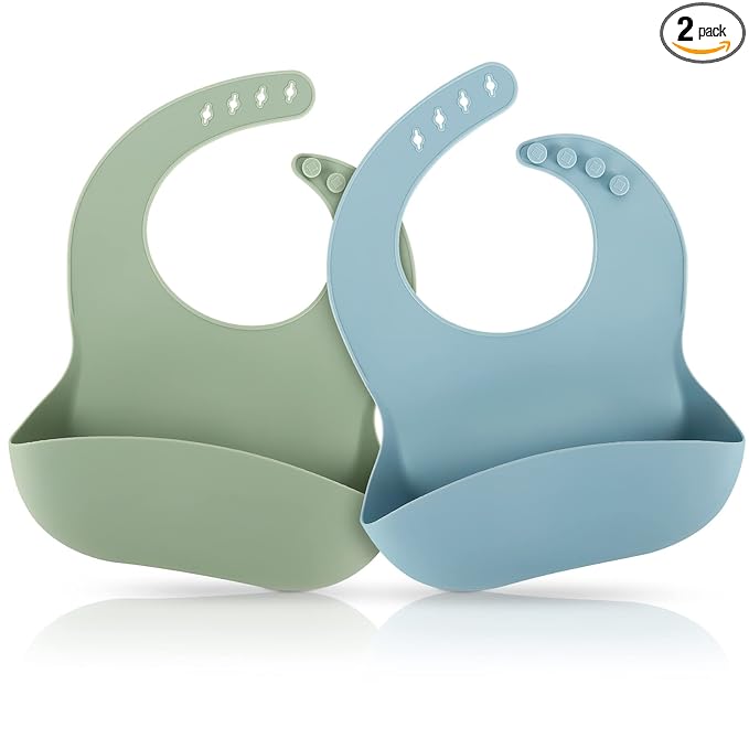 ME.FAN Silicone Baby Bibs for Babies & Toddlers | Adjustable Silicone Bibs 2 Set
