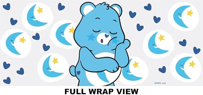 LOGOVISION Care Bears Kids Tritan Plastic Water Bottle with Straw Lid and Handle, Reusable Tumbler for Toddlers, Unisex for Girls and Boys, 12oz, Bedtime Bear Belly Pattern