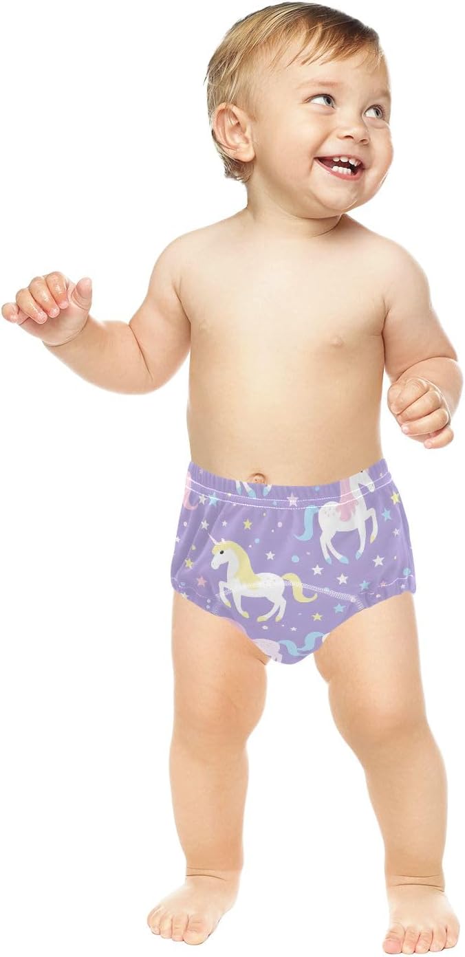 Bolaz Toddler Training Pants, Unicorn Purple Cotton Potty Training Underwear for Baby Boy Girl 3-Pack
