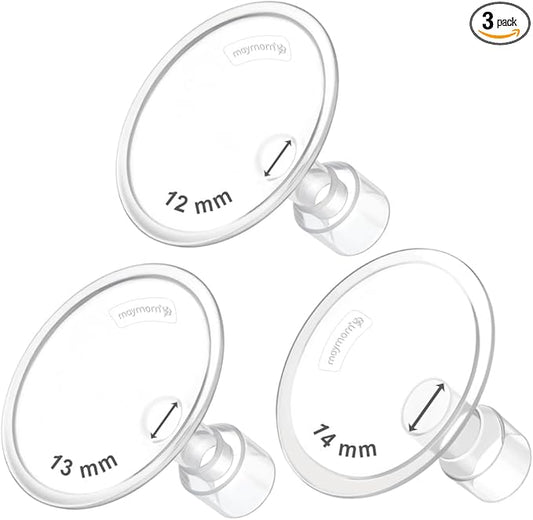 Maymom MyFit Flanges Classic/Conical Shape Goldie Pack 12 13 14 mm Compatible with Medela Breast Pumps and Maymom Wide Base and Narrow Base Connectors