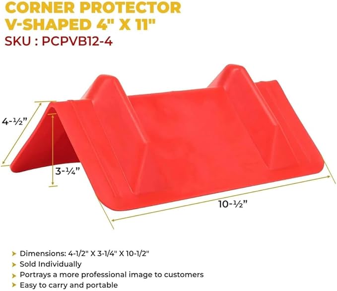 Mytee Products 10 Pack Red Flatbed Edge Protectors - 4"x4"x11" Plastic V Board Flatbed Corner Protectors for Cargo Loads & Tie Down Strap Guard - Fit 1 Strap Up to 4"