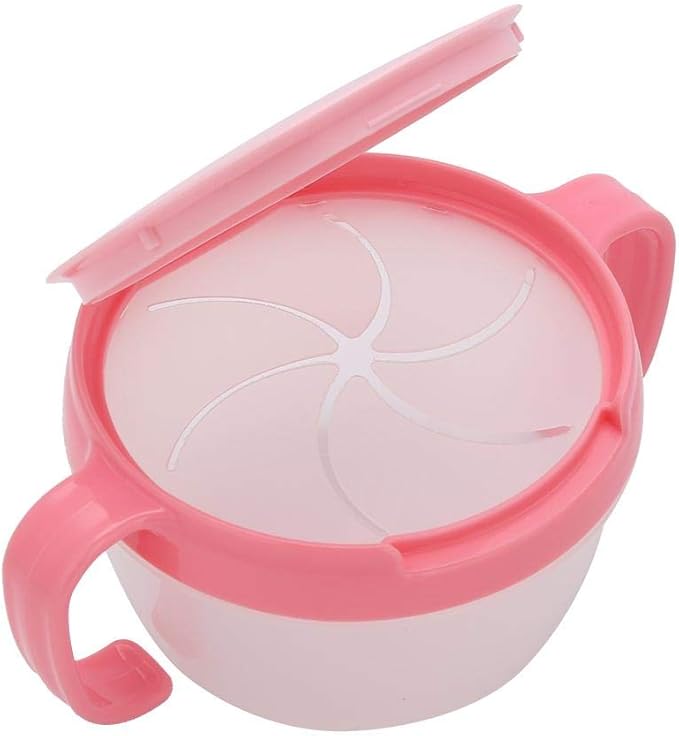 eecoo Snack Cup with Double Handle for Kids, Snack Catcher Lid Snack Container for Toddler and Baby,Portable Biscuits Candy Box (RED2)