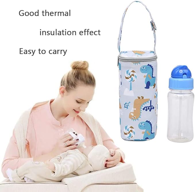 Thermal Insulated Bottle Bag for Newborn Toddler Baby Bottle Insulation Bag Hangable Cartoon Breastmilk Storage Tote Portable Milk Bottle Holder for Travel Outdoor