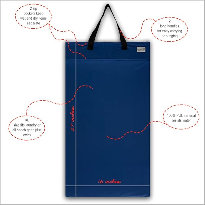 Ecoable Large Wet Dry Bag: Travel Tote Organizer for Diapers, Laundry, Beach, Pool, Stroller, Dirty Gym Clothes, Swimsuits (Cute Fox)