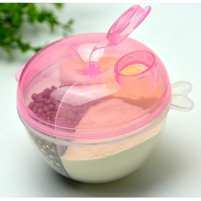 ibasenice Portable Milk Powder Dispenser with 3 Compartments Leak-Proof Formula Container for Baby Travel Feeding Storage Box 3.81X3.81X2.83In