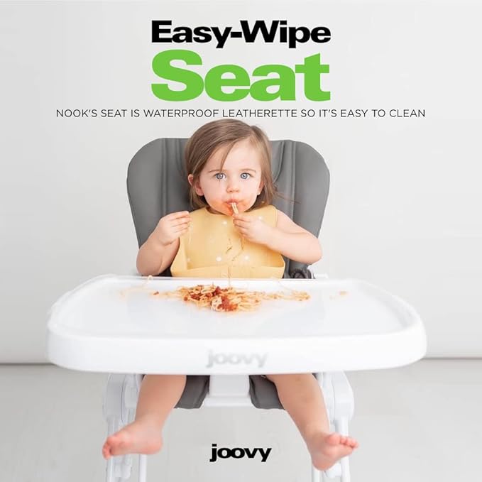 Joovy Nook High Chair Featuring Four-Position Adjustable Swing Open Tray, and Removable, Dishwasher-Safe Tray Insert for Easy Cleaning - Folds Down Flat for Easy Storage (Charcoal)
