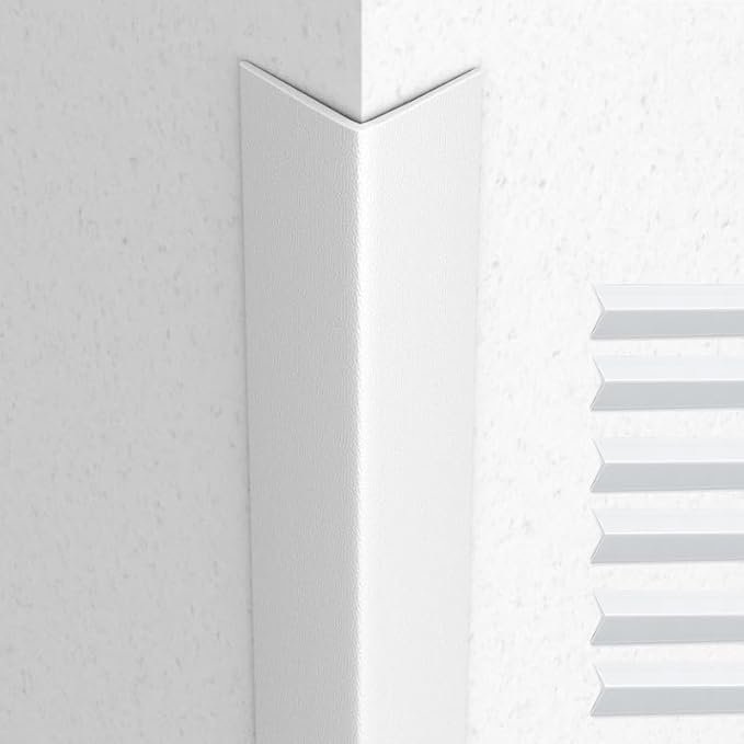 Proflex Wall Corner Protector - White Textured 1 inch x 60 inch, Pack of 6 - Self Adhesive Corner Guards for Walls Edge Protection – Easy to Apply – No Tools Needed