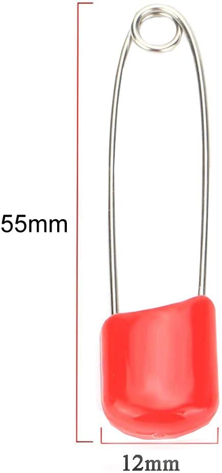 1Box(100Pcs) 5Colors 55mm/ 2.2 Inch Safety Pins Plastic Head Stainless Steel Diaper Pins Safety Locking Cloth Diaper Nappy Pins