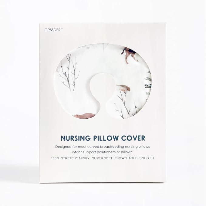 GRSSDER Nursing Pillow Cover Stretchy Minky Removable Nursing Covers for Breastfeeding Pillows, Ultra Soft Comfortable Slipcover for Boy and Girls, Jungle Animals